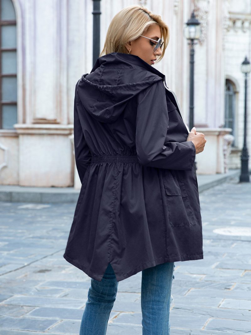 Hooded Rainproof Zipper Women's Raincoat - Image 5