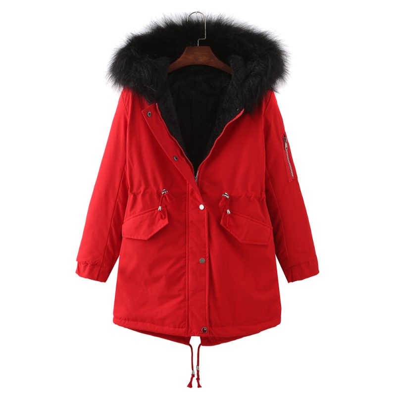 Plus Size Fleece-Lined Thickened Cotton-Padded Coat - Image 5