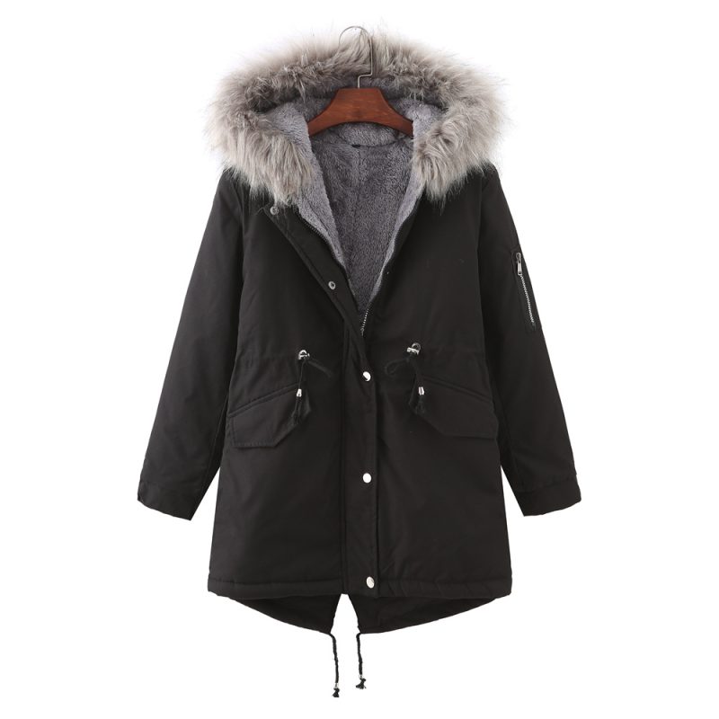 Plus Size Fleece-Lined Thickened Cotton-Padded Coat - Image 3
