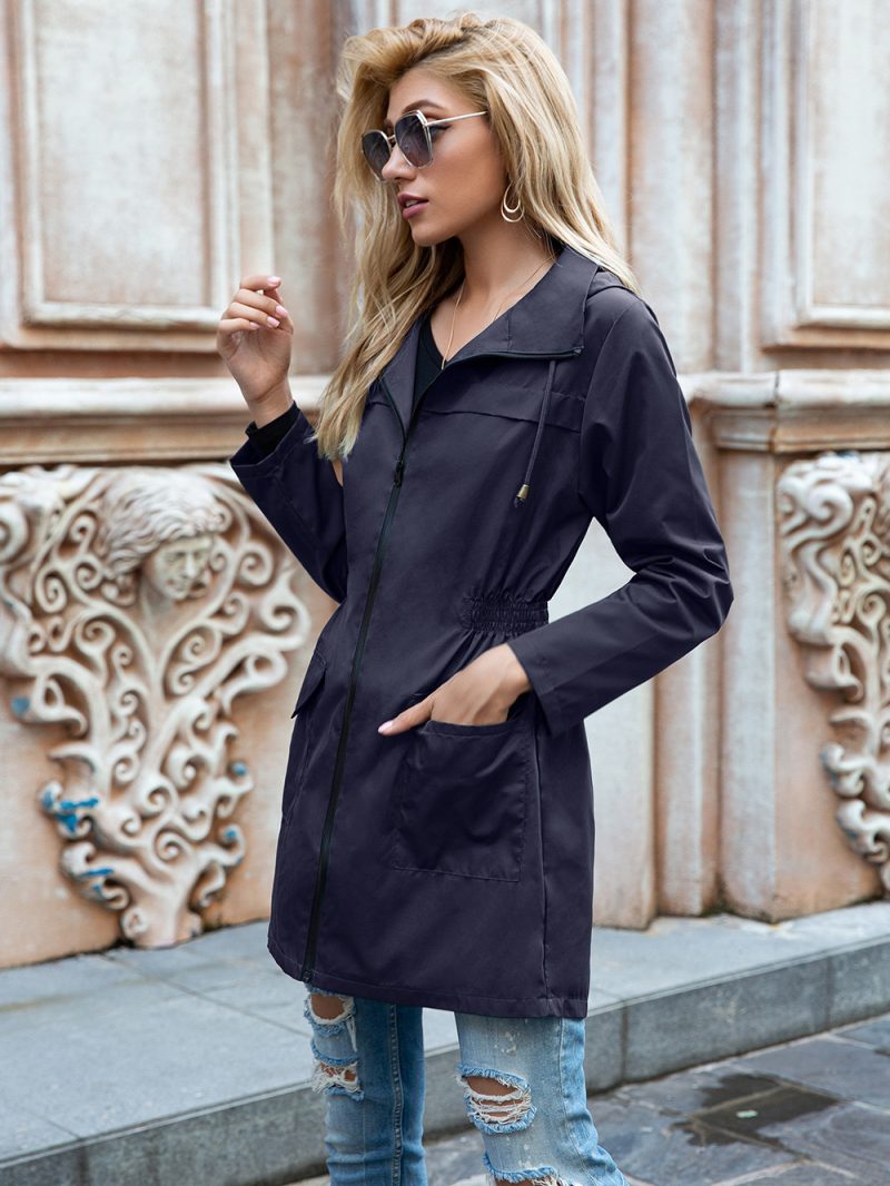 Hooded Rainproof Zipper Women's Raincoat - Image 4