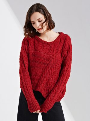 Loose Cable Knit Pullover Sweater for Autumn