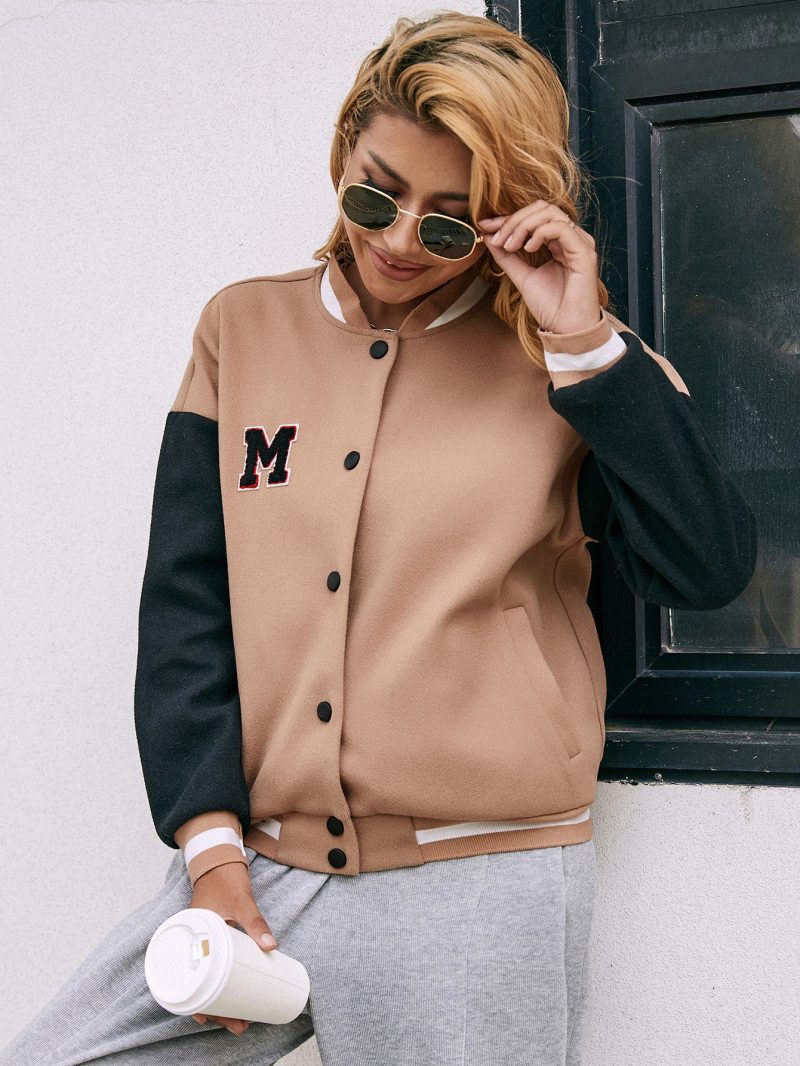 Versatile Solid Color Cardigan Coat – Casual Long Sleeve Varsity Jacket for Women - Image 5
