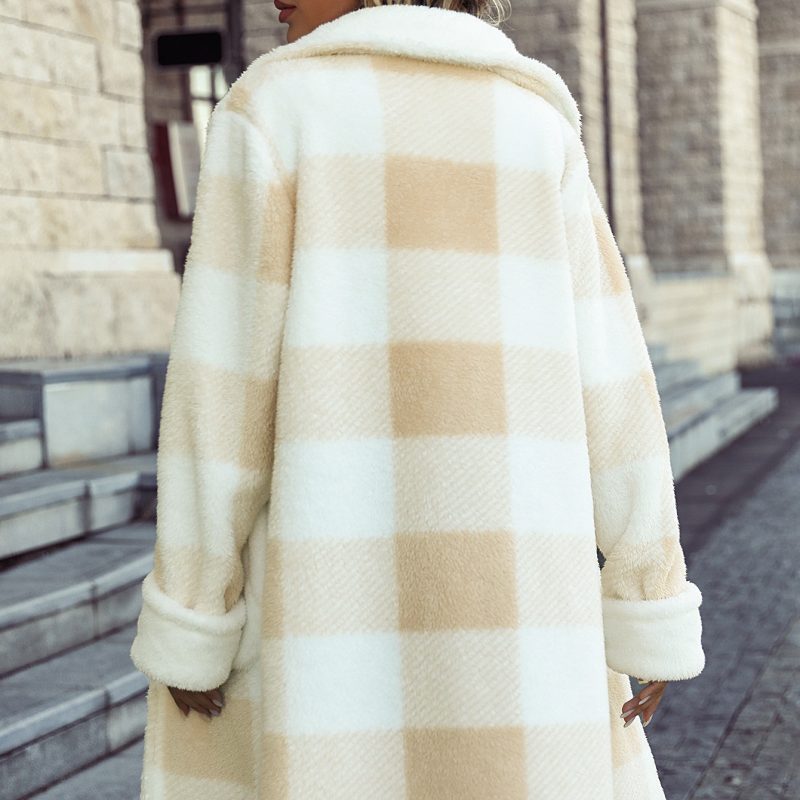 Plaid Loose Long Plush Casual Jacket - Image 4