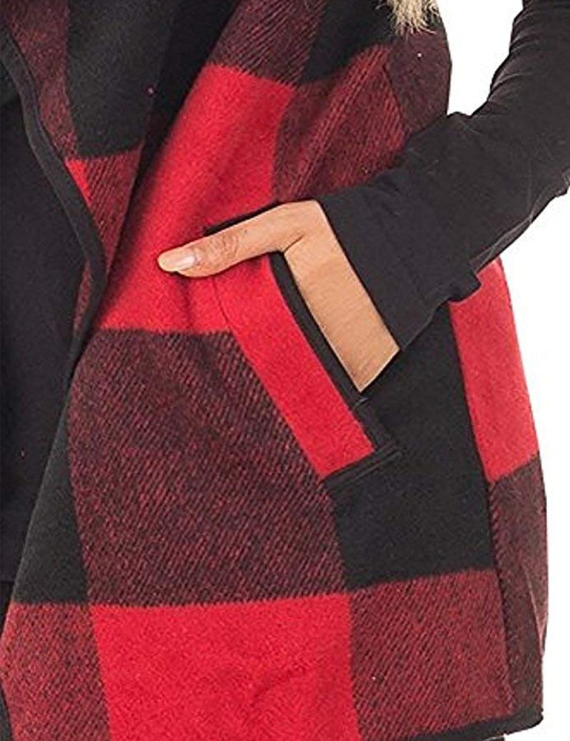 Plaid Collared Cape Woolen Coat for Women - Image 3