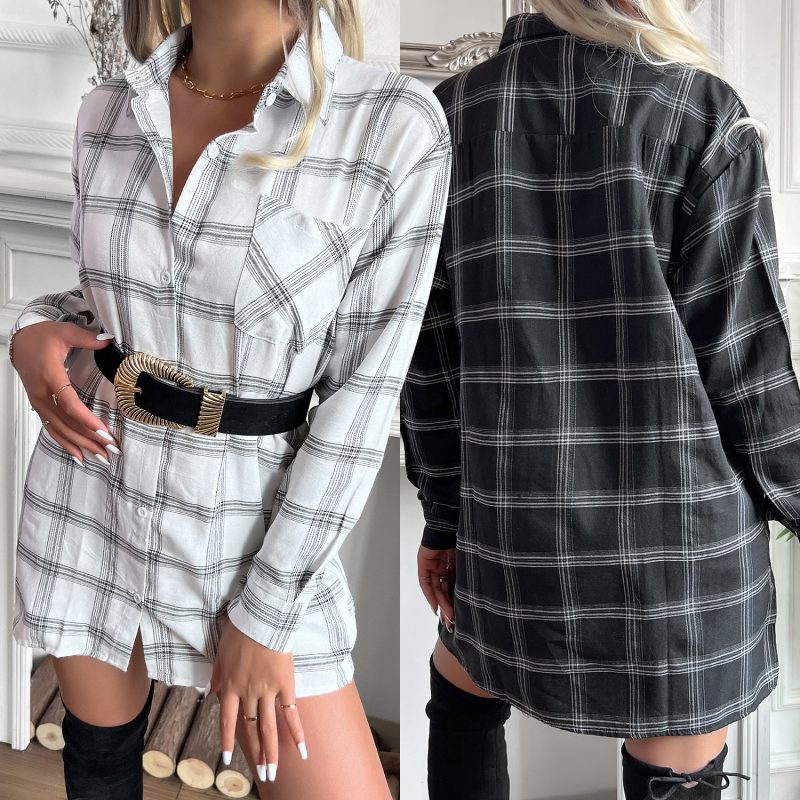 Collared Shirt Dress with Coat Styling for Women - Image 4