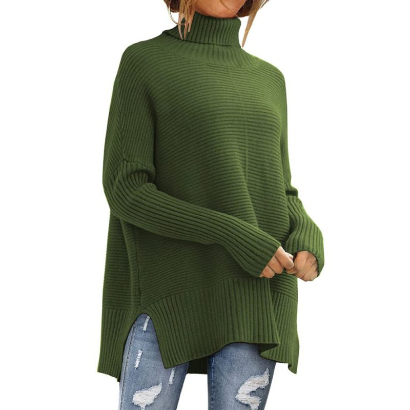 High Collar Long Batwing Sleeve Sweater for Women in Autumn/Winter - Image 4