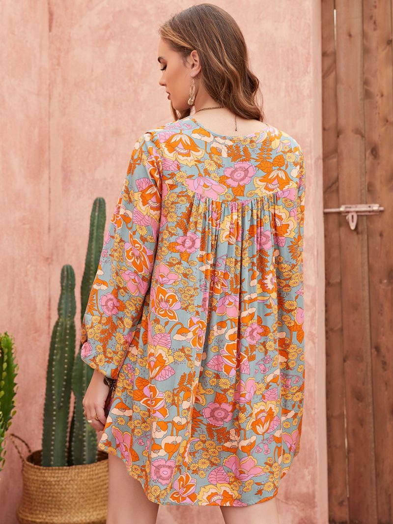 Effortless Chic: Loose Printed Vacation Dress" - Image 6