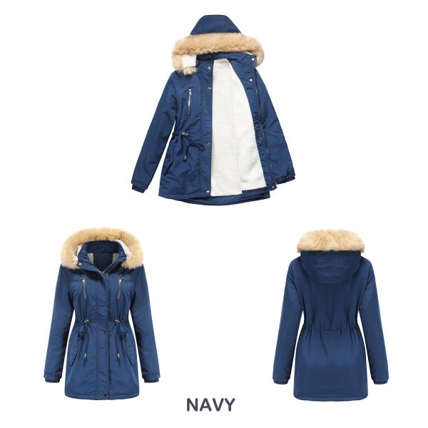 Thick Lambskin Cotton-Padded Coat with Removable Hat for Women - Image 7