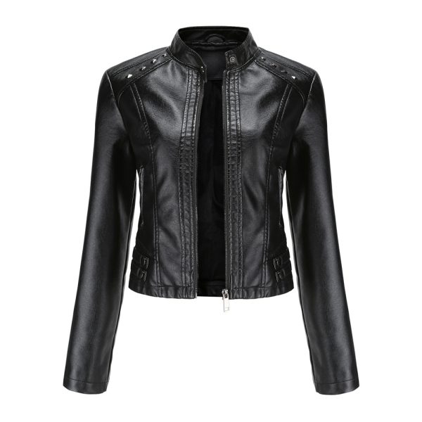 New Rivets Leather Short Jacket for Women - Image 4