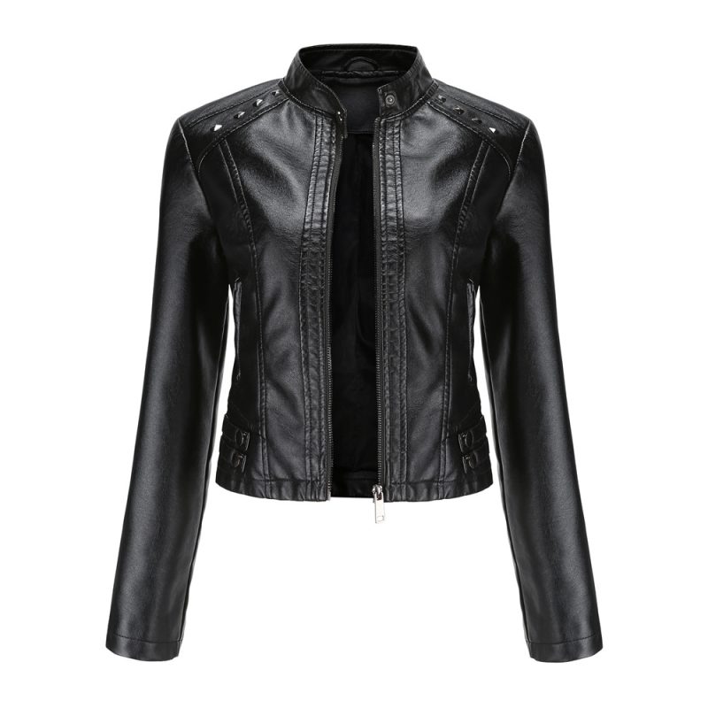 New Rivets Leather Short Jacket for Women - Image 4