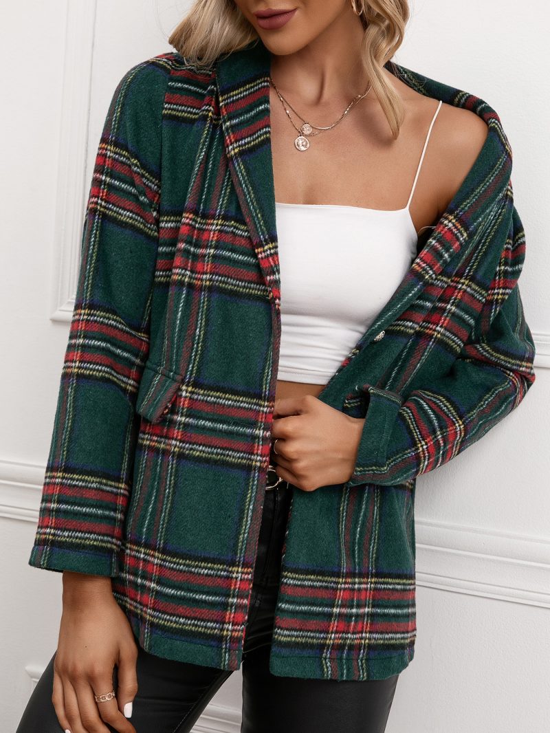 Single-Breasted Collared Trench Coat Blazer - Image 4
