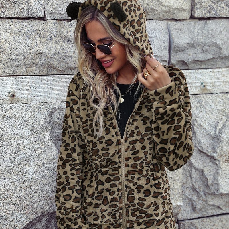 Hooded Animal Pattern Flannel Jacket - Image 3
