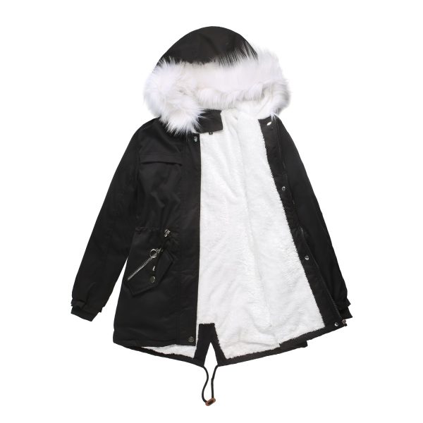 Plus Size Mid-Length Parka with Fleece Lining and Fur Collar - Image 2