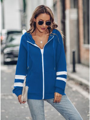 Long-Sleeve Zipper Pocket Hoodie Sweater for Autumn/Winter Women’s Clothing