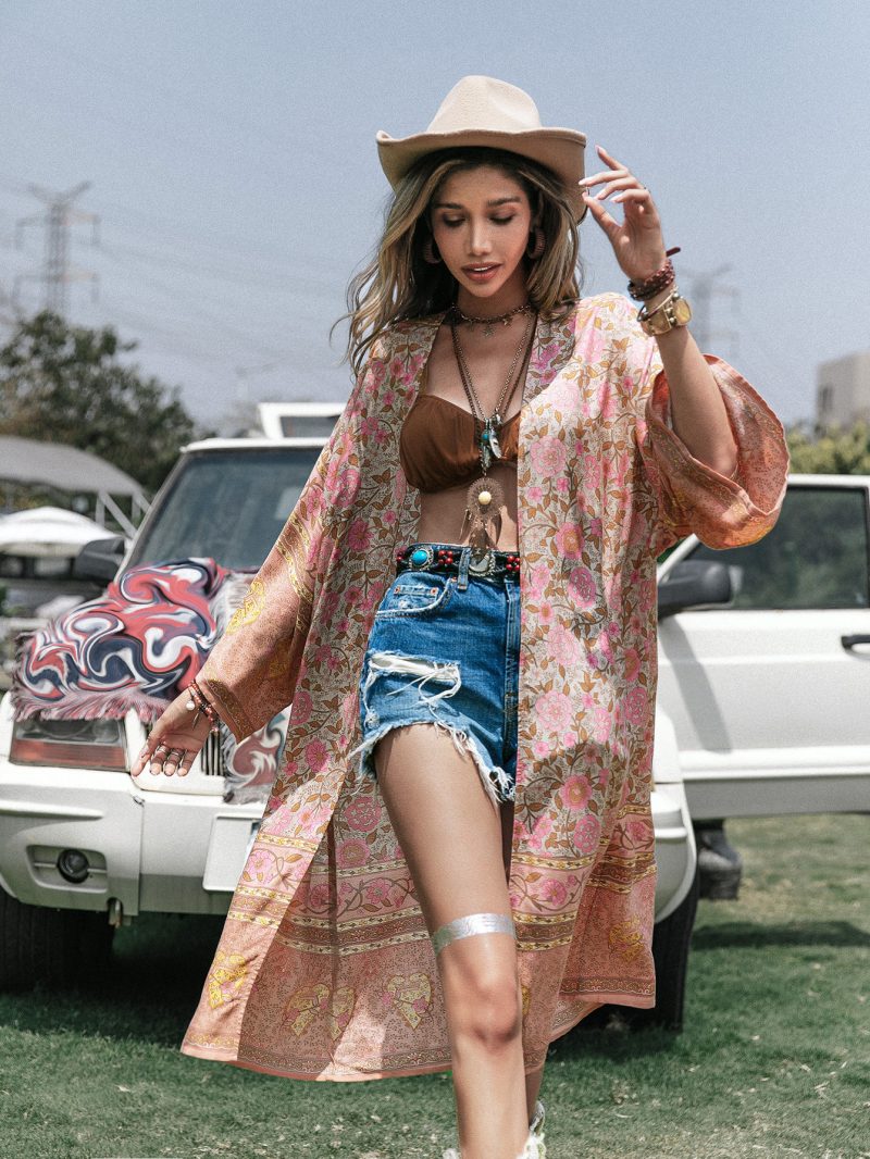 Batch Loose Positioning Printed Shawl Kimono Mid-Length Women - Image 3