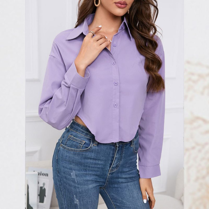 Irregular Asymmetric Long Sleeve Shirt for Women - Image 3