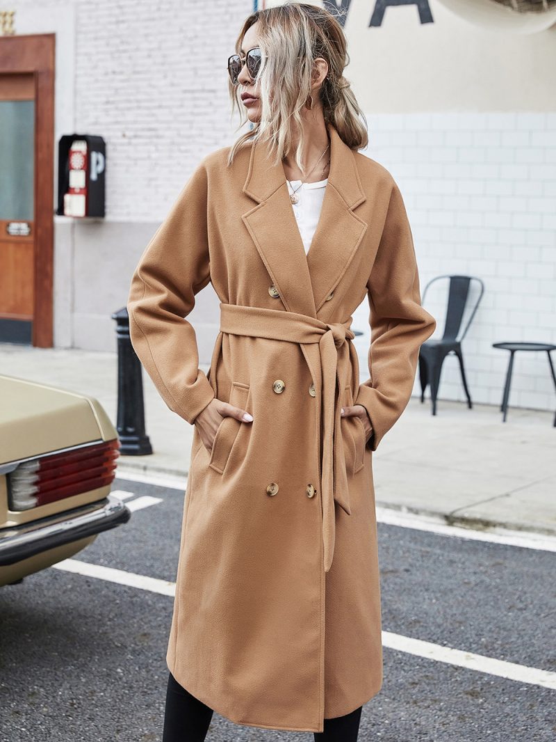 Lace-Up Double-Breasted Woolen Coat: Stylish Outerwear - Image 6