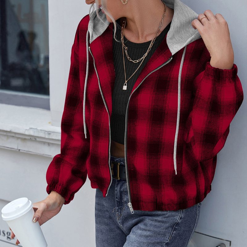 Long Sleeve Casual Zipper Hooded Jacket Coat - Image 5