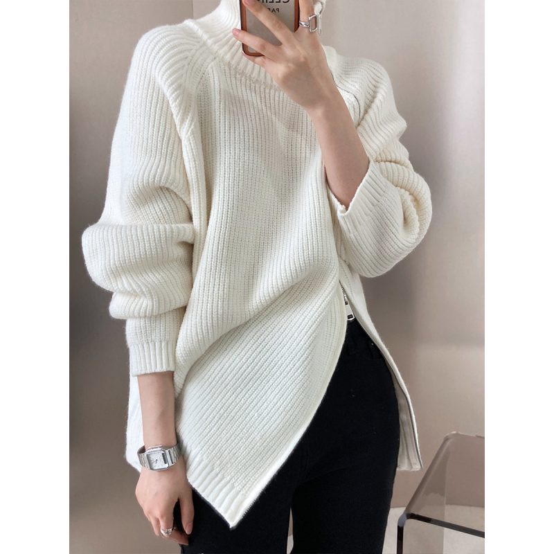 Double-Headed Zipper Turtleneck Sweater for Effortless Style - Image 2