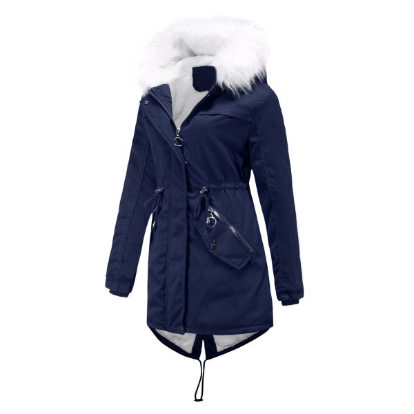 Plus Size Mid-Length Parka with Fleece Lining and Fur Collar - Image 3