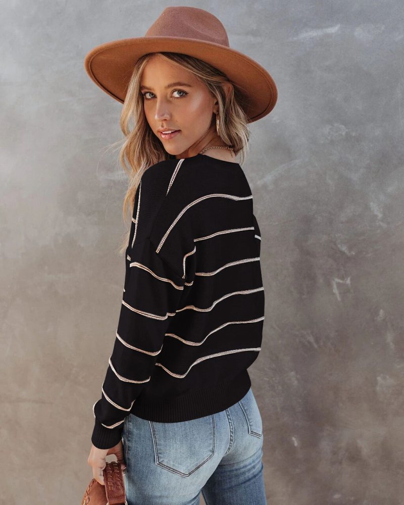 Striped Core-Spun Yarn Sweater - Image 6