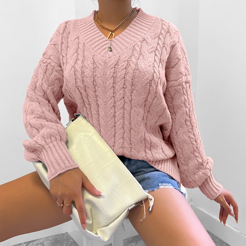 V-Neck Sweater for Women in Fall/Winter - Image 4