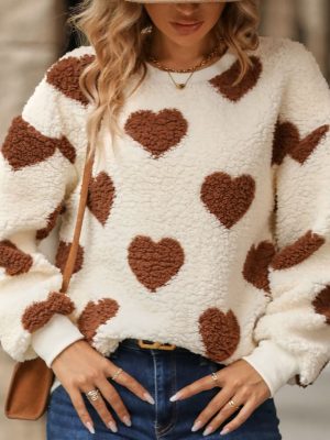 Plush Loving Heart Crew Neck Pullover