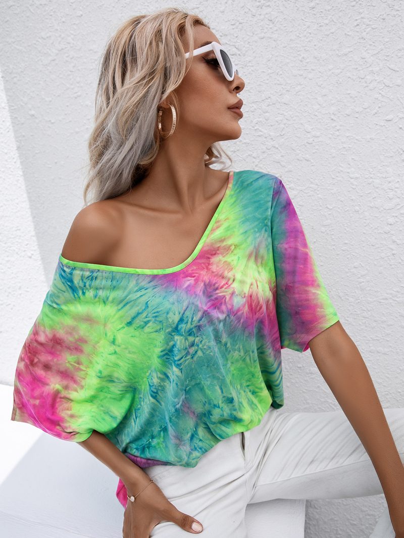 Casual Tie-Dyed Loose Short Sleeve T-shirt for Women - Image 5