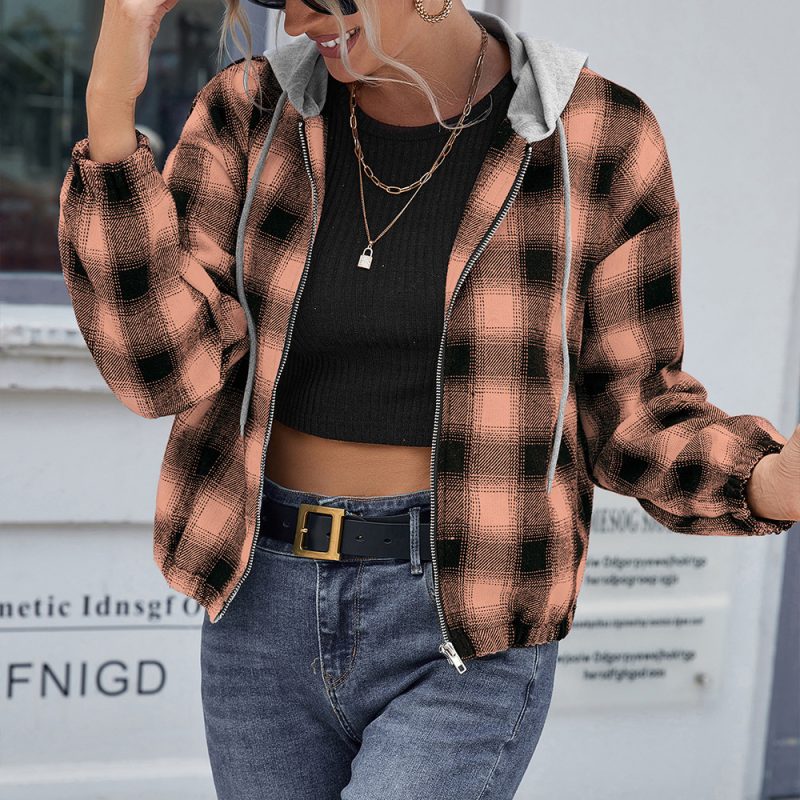 Long Sleeve Casual Zipper Hooded Jacket Coat - Image 4