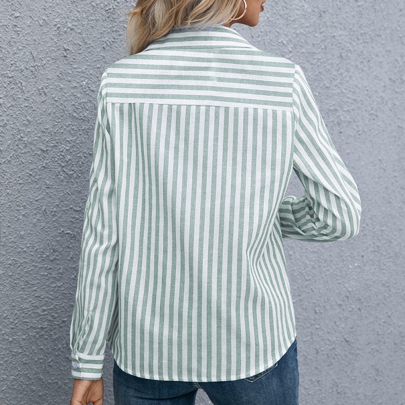 Vertical Striped Slimming Shirt for Women - Image 3