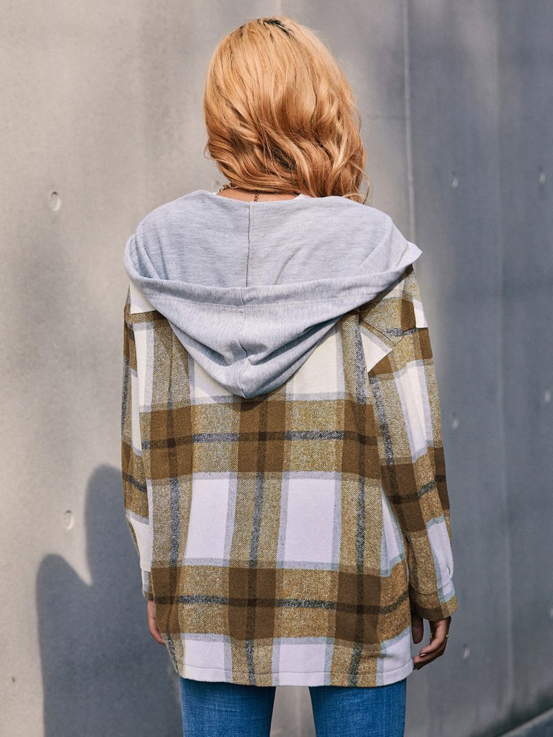 Houndstooth Stitching Long Sleeve Pullover Women's Office Top - Image 7