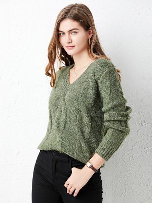 Solid Color Thick Knitted Pullover Sweater