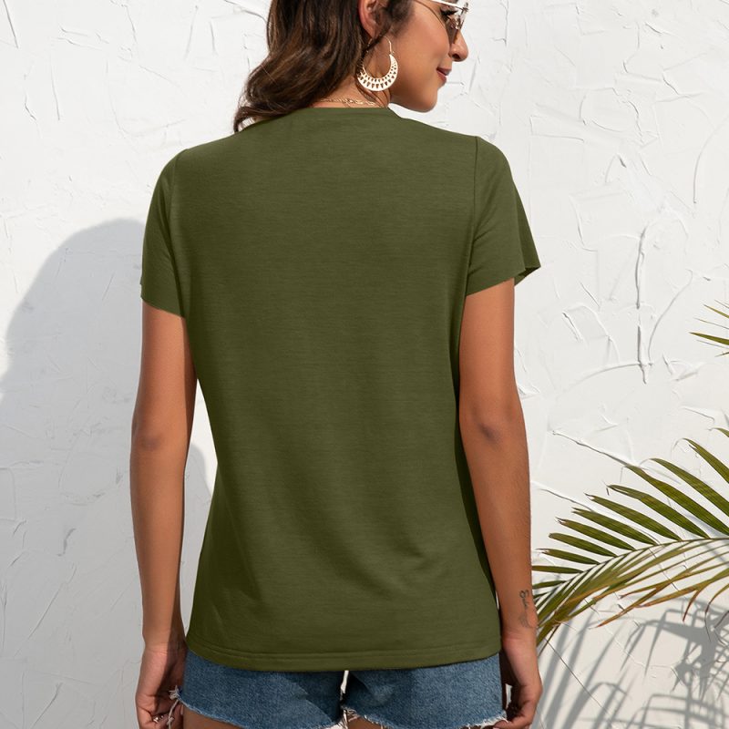 Loose Casual V-neck Pullover Short-Sleeved T-shirt - Image 3