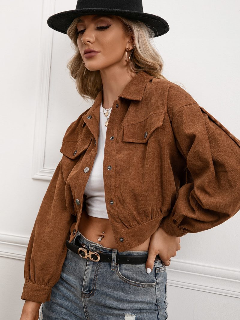 Chic Short Jacket for Women – Single-Breasted Collared Design with Pockets - Image 5