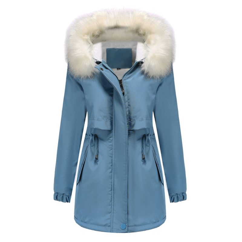 Hooded Parka with Detachable Fur Collar for Women - Image 5
