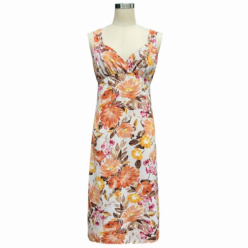 V-Neck Vest Printed Dress for Women" - Image 4