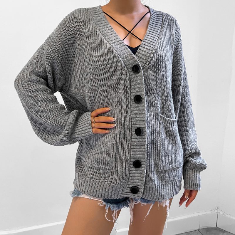 Knitted Coat for Women in Autumn/Winter with Breasted Detai - Image 3