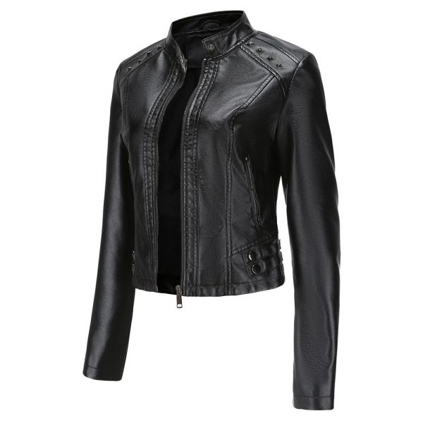 New Rivets Leather Short Jacket for Women - Image 3