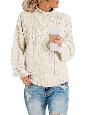 Thick Thread Half Turtleneck Pullover