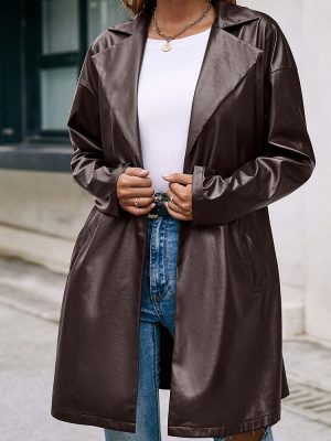 Faux Leather Blazer Slim Fit Coat