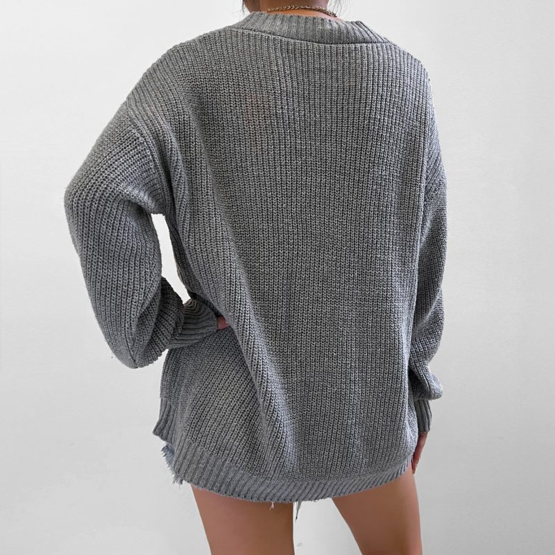 Knitted Coat for Women in Autumn/Winter with Breasted Detai - Image 4