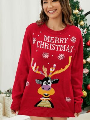 Elk Jacquard Christmas Letter Sweater