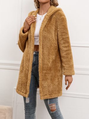 Hooded Trench Coat with Lamb Fur