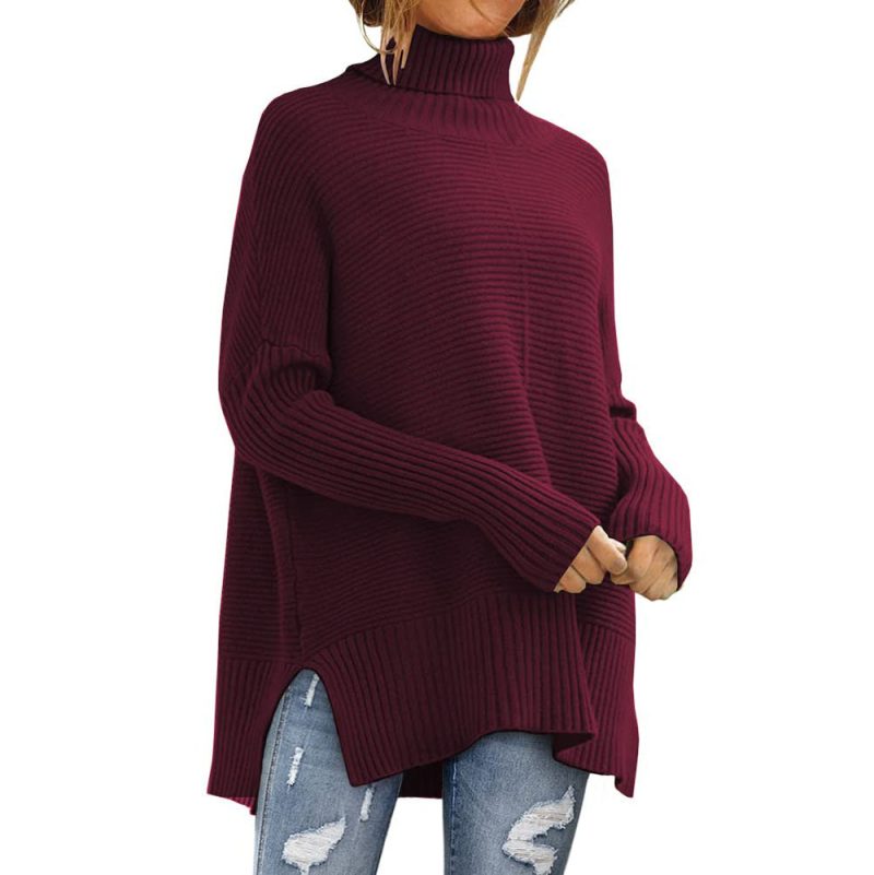 High Collar Long Batwing Sleeve Sweater for Women in Autumn/Winter - Image 3