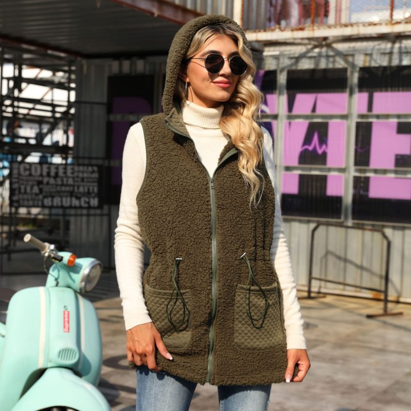 Hooded Sleeveless Velvet Vest for Autumn - Image 2