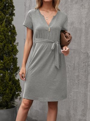 Elegant V-Neck Waist Control Casual Dress