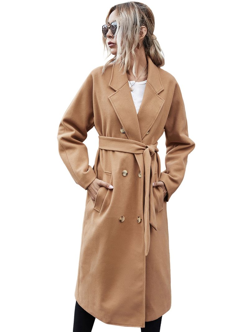 Lace-Up Double-Breasted Woolen Coat: Stylish Outerwear - Image 7