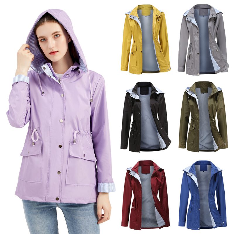 Detachable Hat Windbreaker for Plus Size Women - Image 2