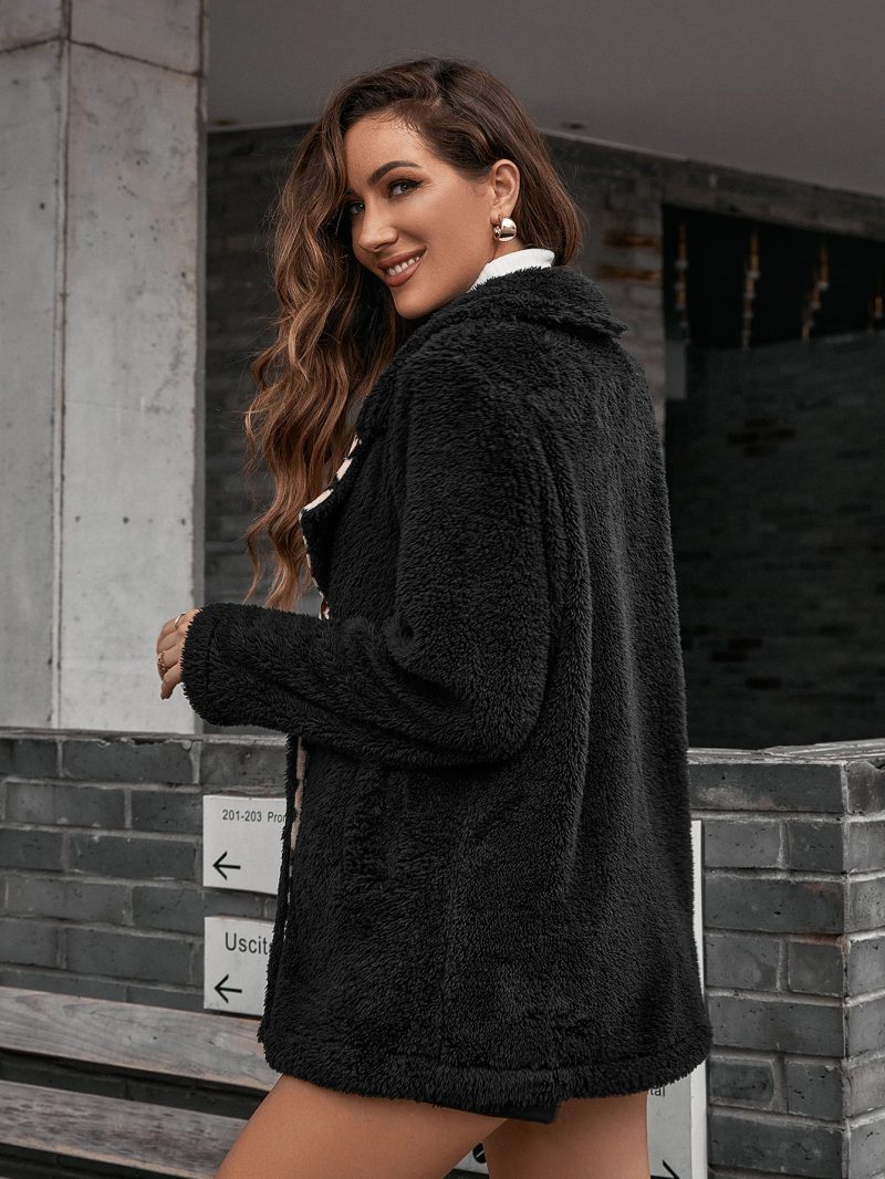Leopard Print Fur Collared Lambswool Trench Coat - Image 2