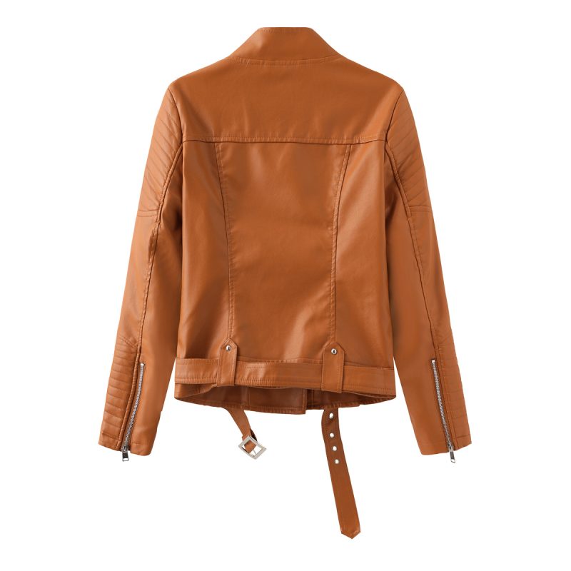 Belted Hipster Leather Jacket for Spring/Autumn - Image 9